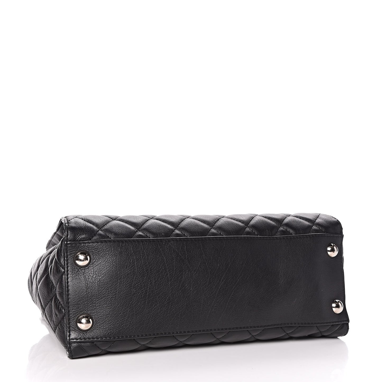 Calfskin Quilted Small Chic and Soft Shopping Tote Black