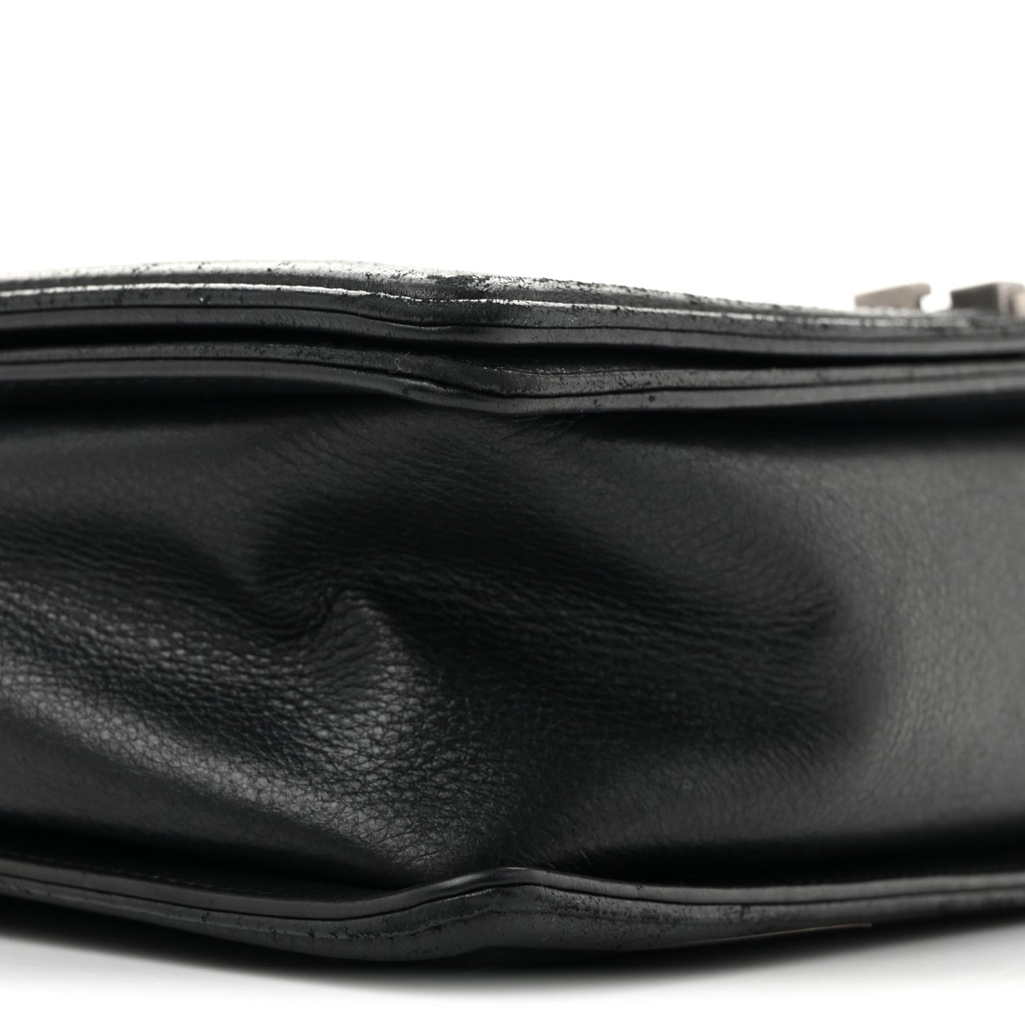 Calfskin Quilted Large Boy Flap Black