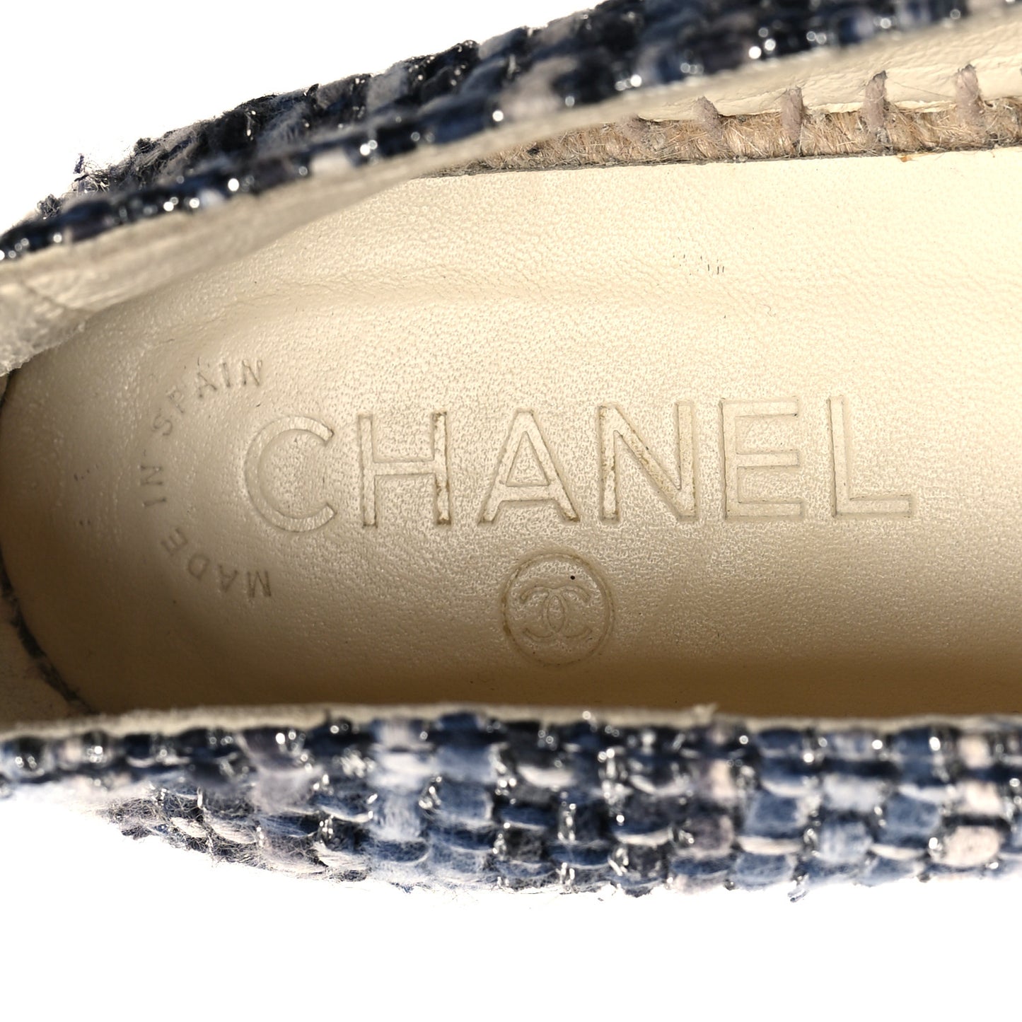 Metallic Tweed Lambskin CC Espadrilles 38 Blue Black Silver