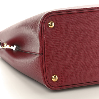 Prada Saffiano Cuir Small Double Bag Cherry Black 9 of 10