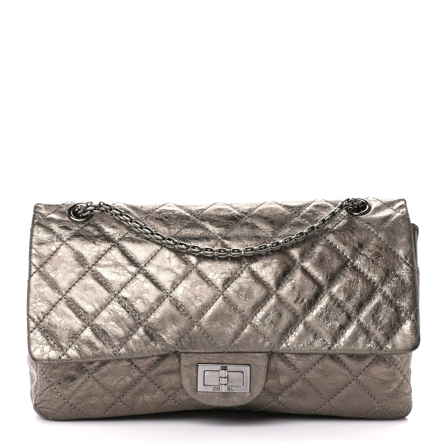 Chanel Metallic Aged Calfskin Quilted 2.55 Reissue 227 Flap Pewter 1 of 12
