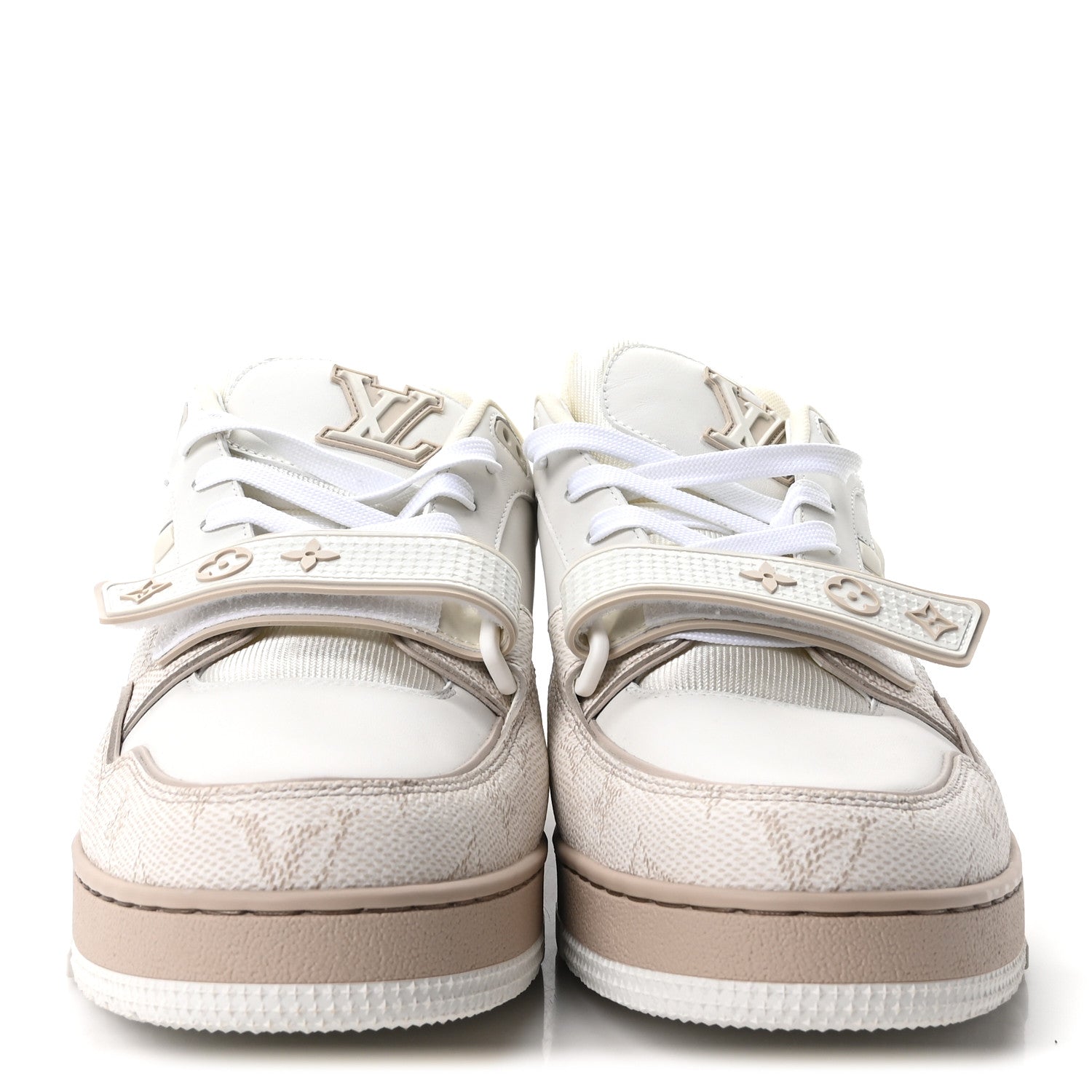 Louis Vuitton Calfskin Monogram Mens LV Trainer Sneakers 9.5 Beige 3 of 9