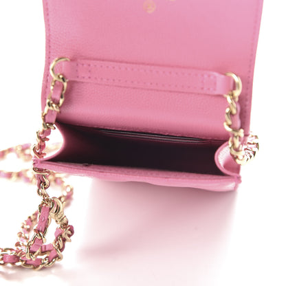 Chanel Caviar Quilted Crystal CC Airpods Pro and Phone Case With Chain Pink 5 of 13