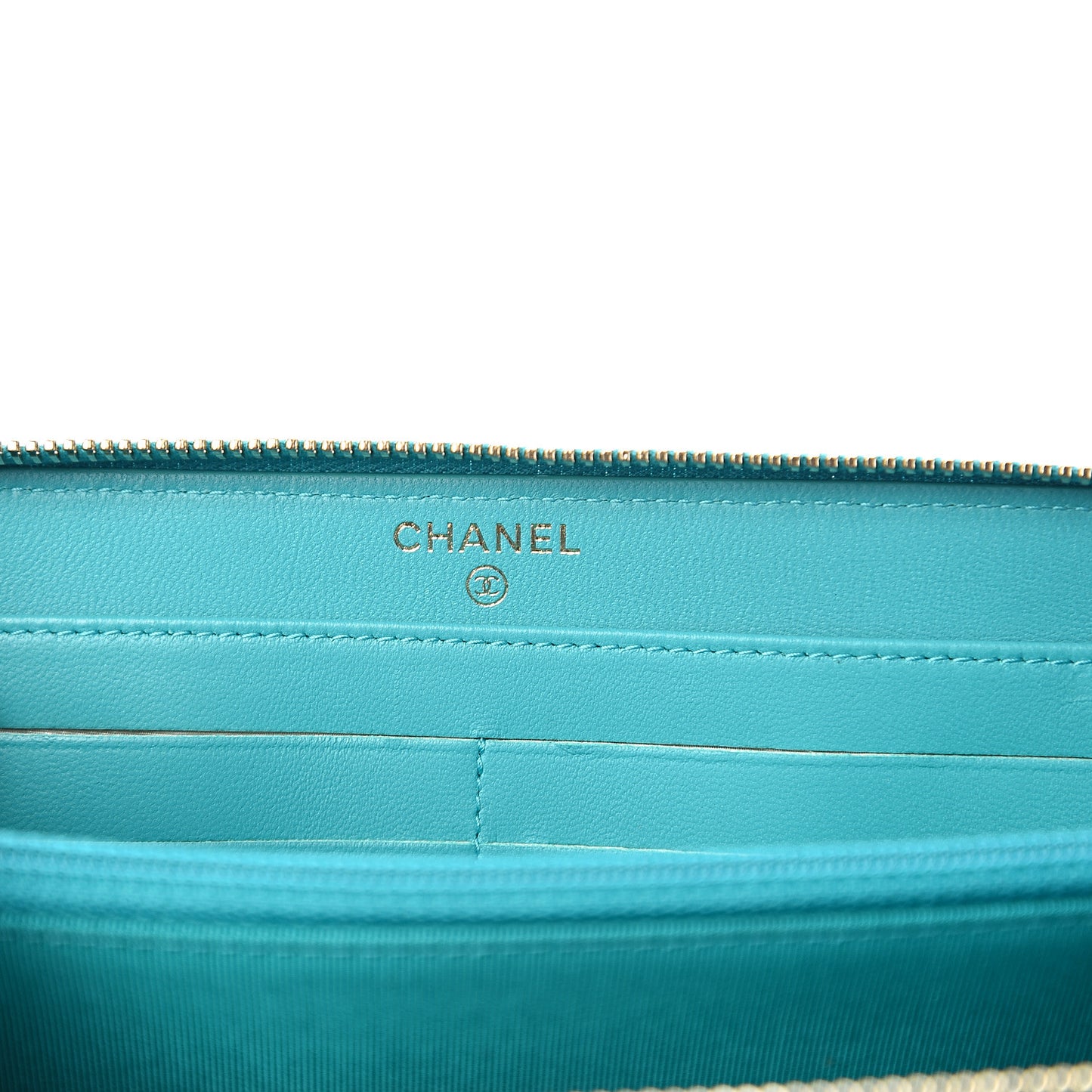 Lambskin Quilted Large Gusset Zip Around Wallet Turquoise