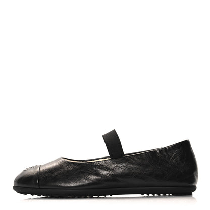 Chanel Lambskin Cap Toe CC Mary Jane Flats 37 Black 1 of 10