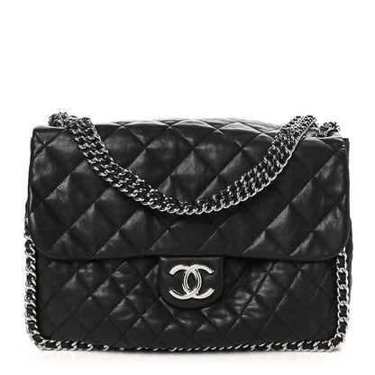 Chanel Washed Lambskin Quilted Maxi Chain Around Flap Black 1 of 10