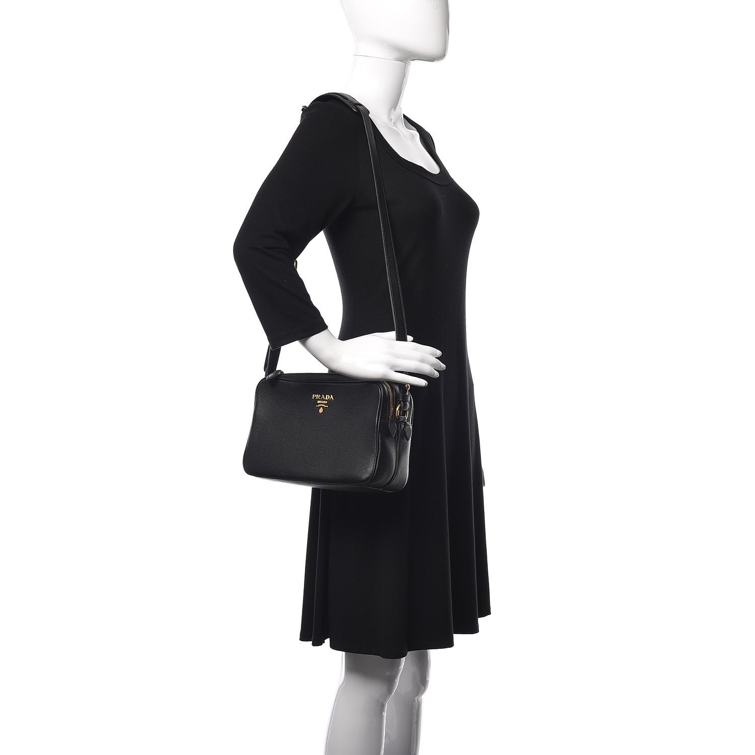 Prada Vitello Phenix Camera Bag Black 2 of 10