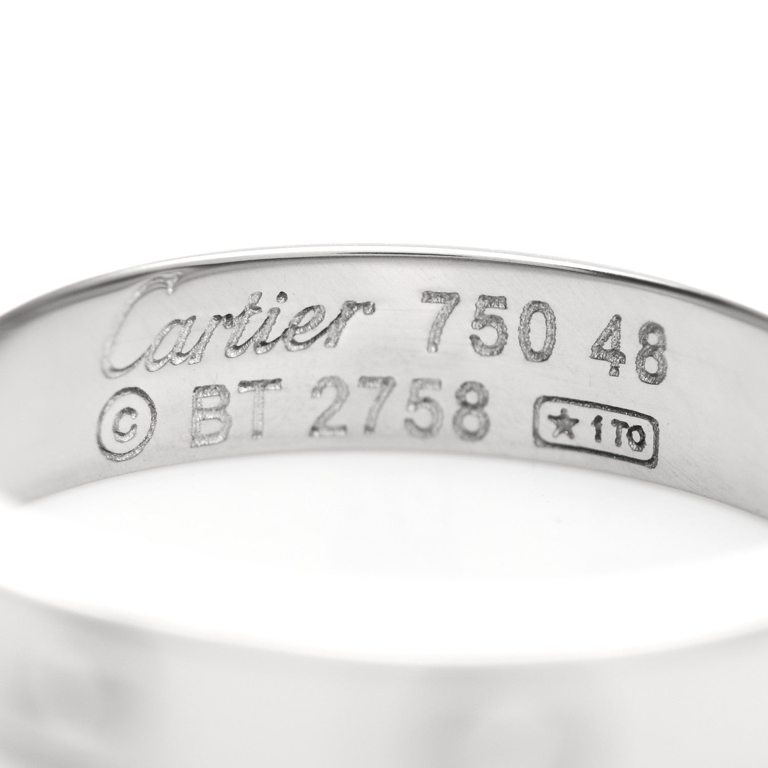 Cartier 18K White Gold 3.5mm LOVE Wedding Band Ring 48 4.5 4 of 4
