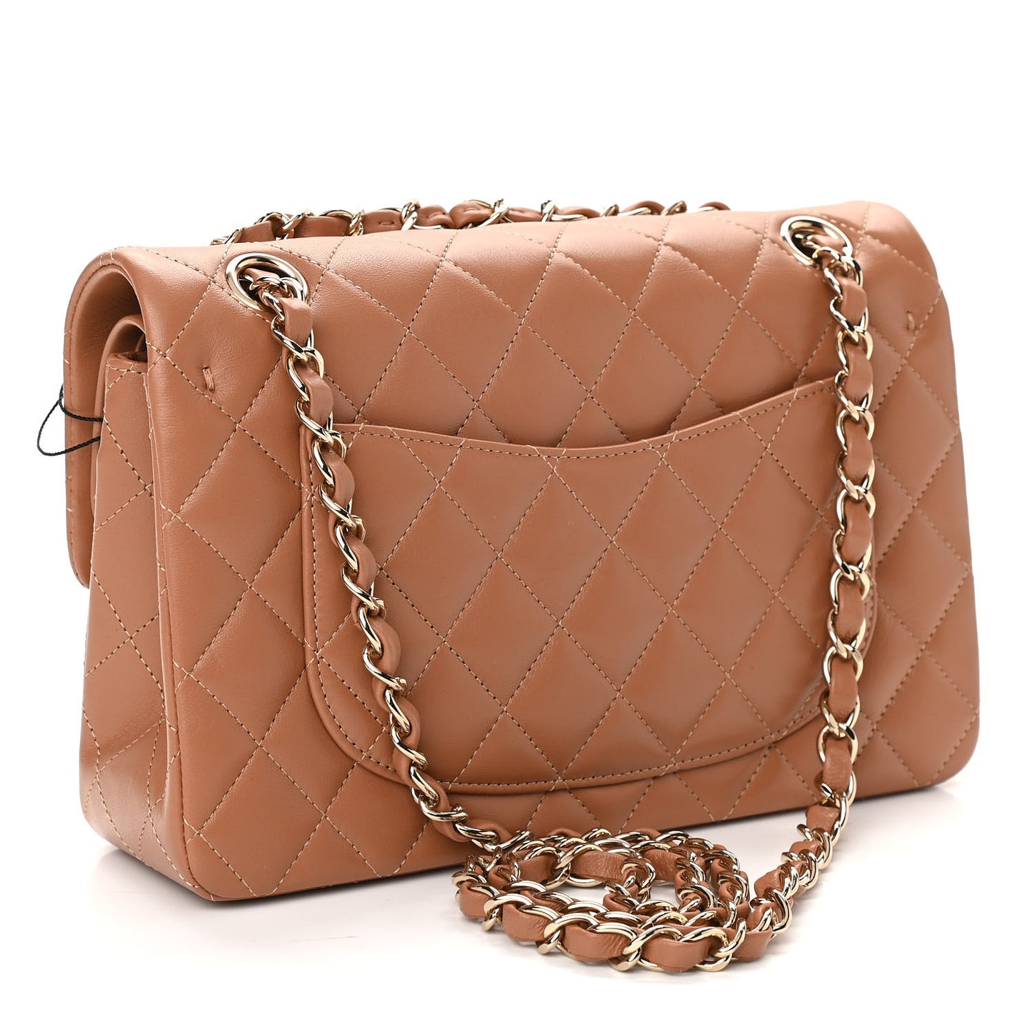 Lambskin Quilted Small Double Flap Brown