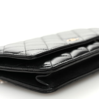 Chanel Lambskin Quilted Wallet On Chain WOC Black 10 of 12