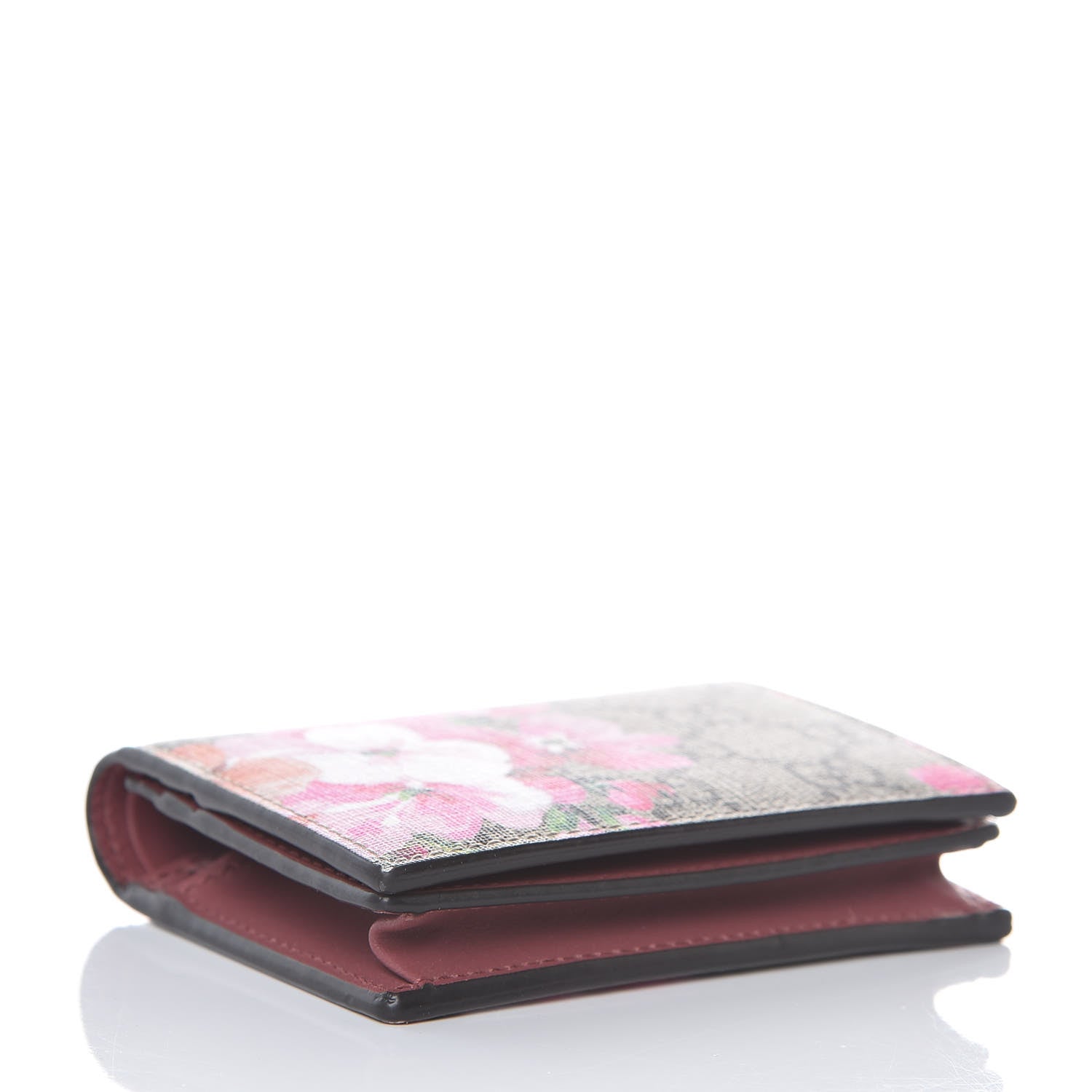 Gucci GG Supreme Monogram Blooms Card Case Wallet Beige Multicolor Dry Rose 4 of 8