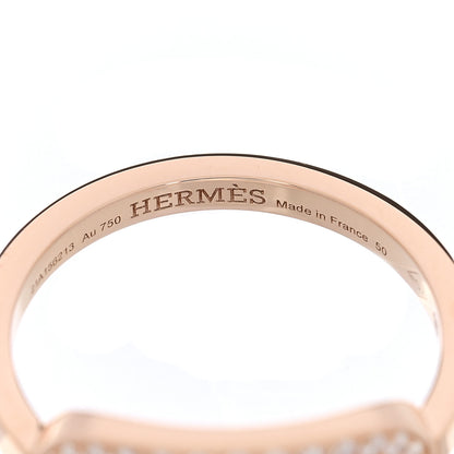 Hermes 18K Rose Gold Diamond MM Chaine d'Ancre Contour Ring 50 5.25 4 of 5