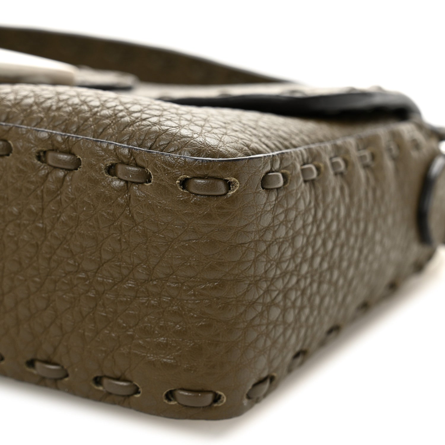 Fendi Cuoio Roma Sellerissima Nappa Sintetica Tape Stitch Mini Baguette Argento 10 of 10
