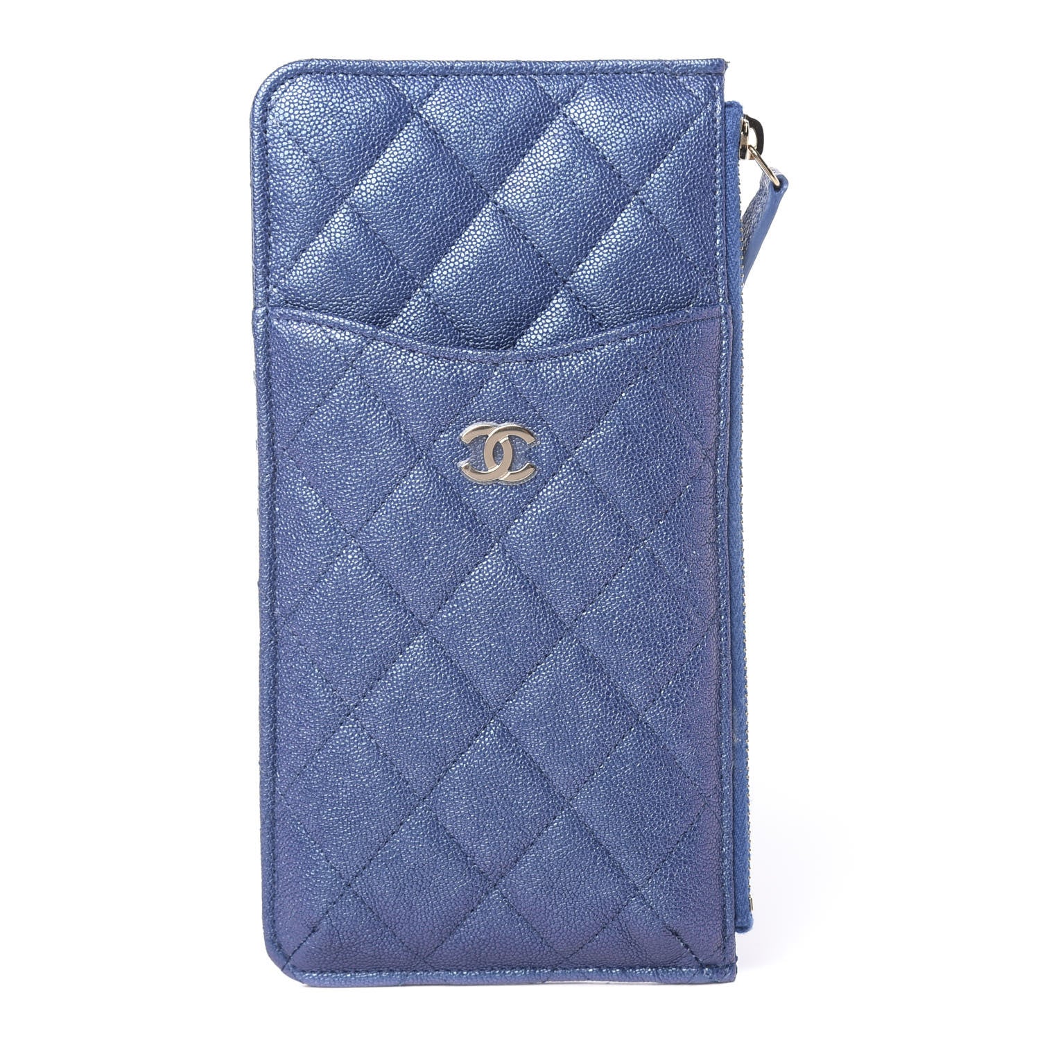 Chanel Iridescent Caviar Quilted Classic Flat Wallet Pouch Dark Blue 1 of 11