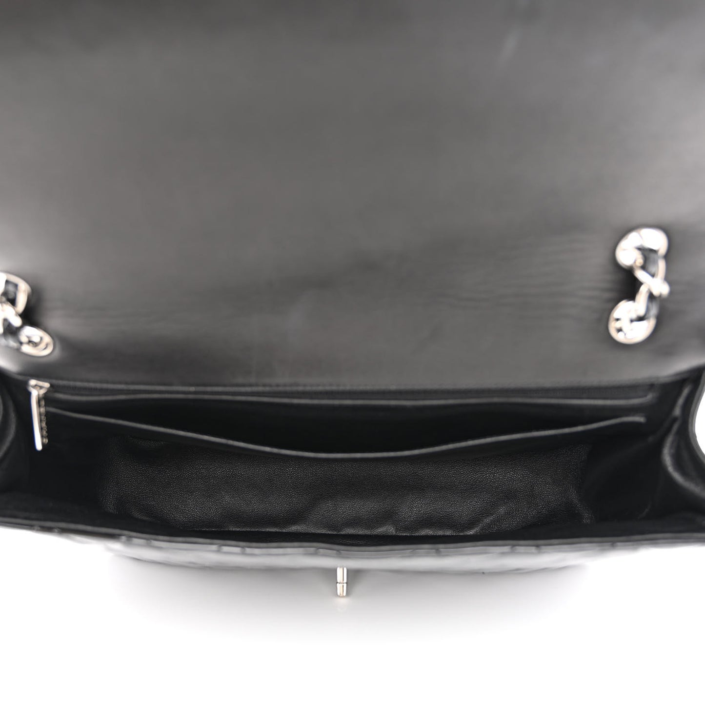 Patent Quilted Maxi Single Flap Black