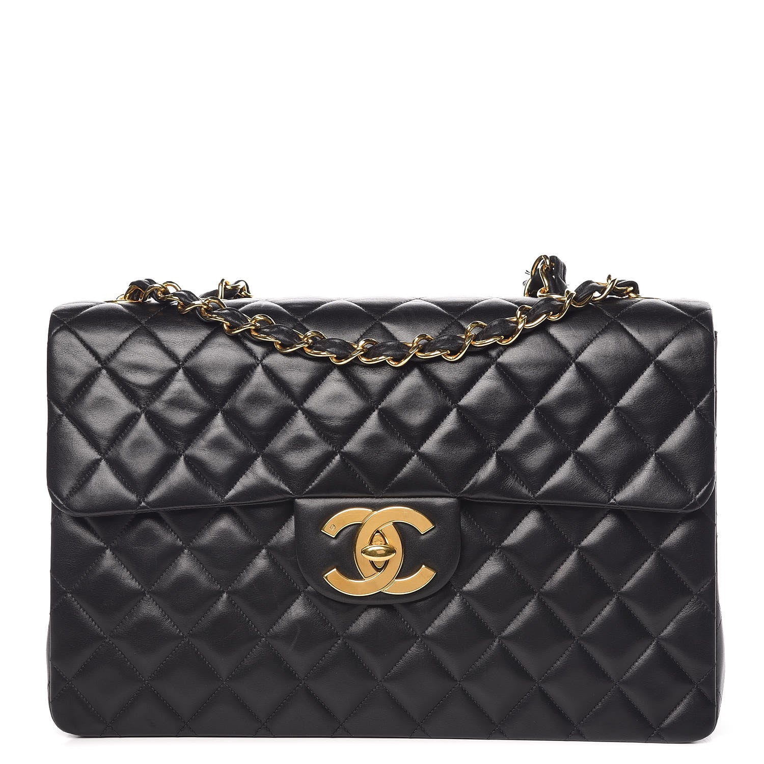 Chanel Lambskin Quilted XL Jumbo Single Flap Black 1 of 13