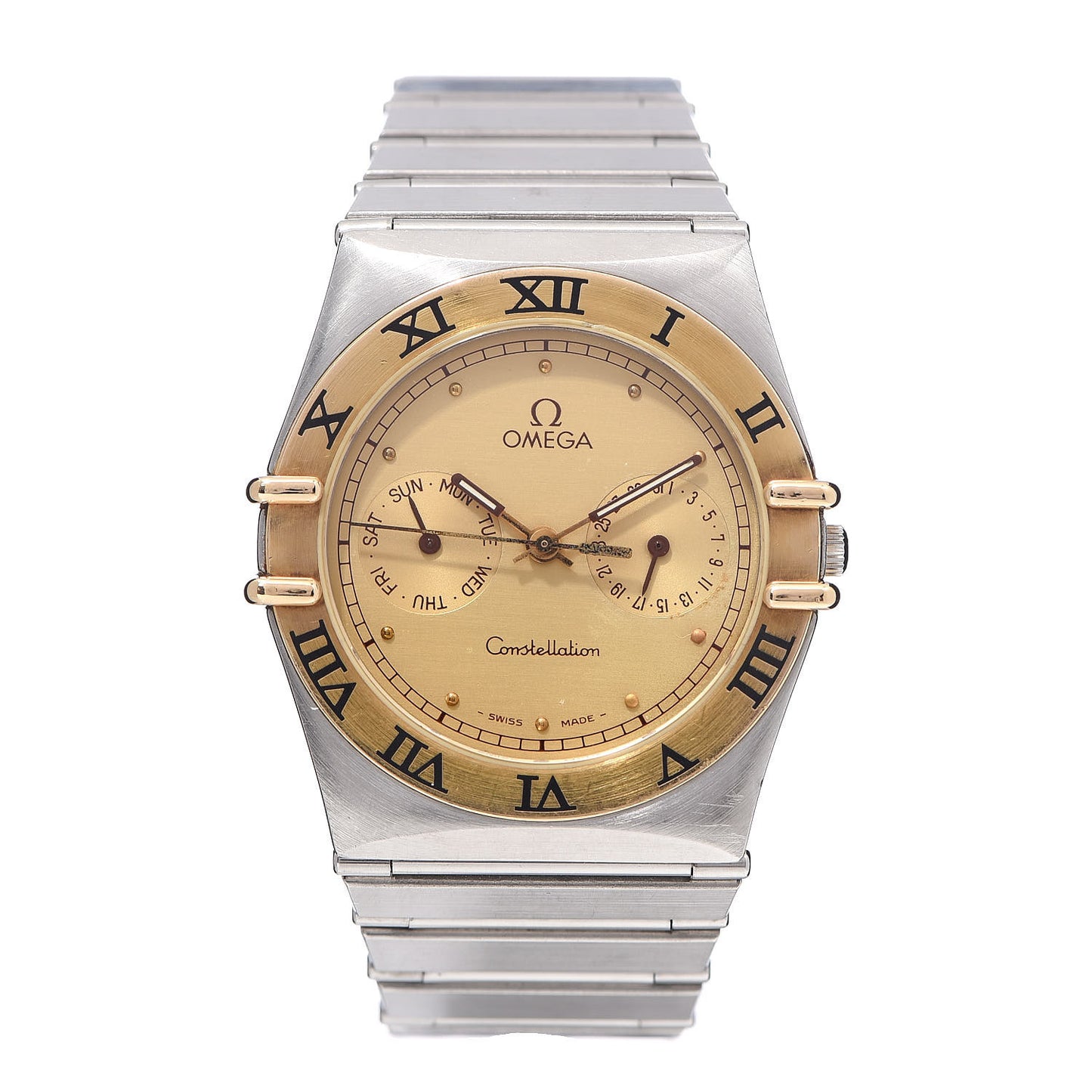 Stainless Steel 18K Yellow Gold 33mm Constellation Chrono Quartz Watch Champagne 396.1070