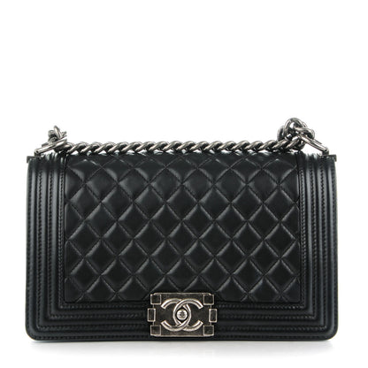Chanel Lambskin Quilted Medium Boy Flap Black 1 of 8