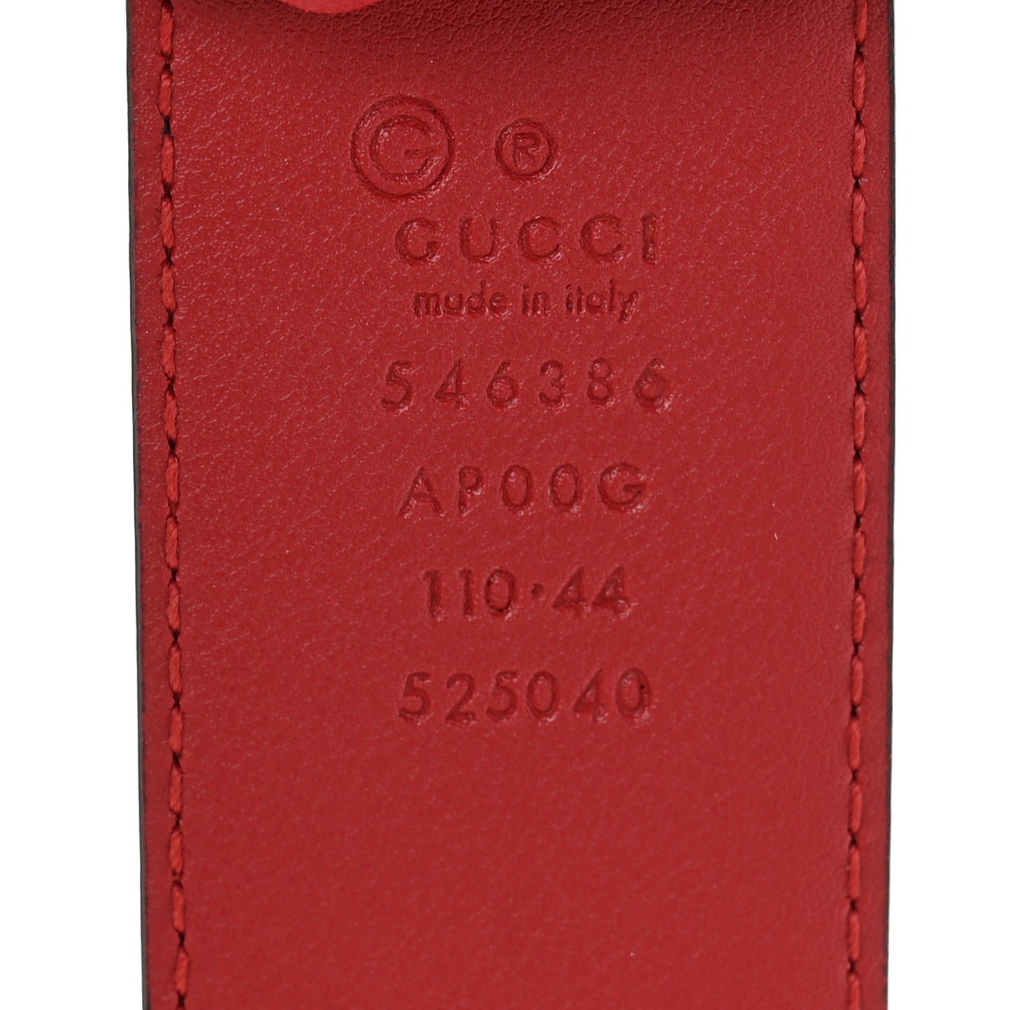 Moon Calfskin Interlocking G 37mm Belt 110 44 Vibrant Red