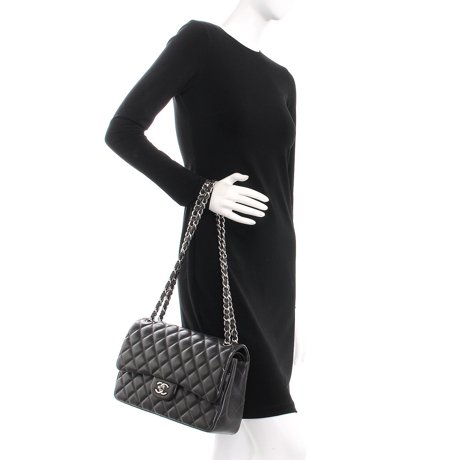 Chanel Lambskin Quilted Jumbo Double Flap Dark Grey 2 of 10