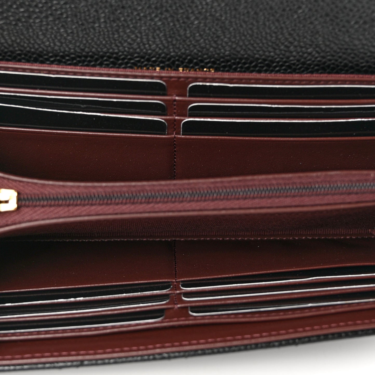 Caviar Quilted Large Gusset Flap Wallet Black