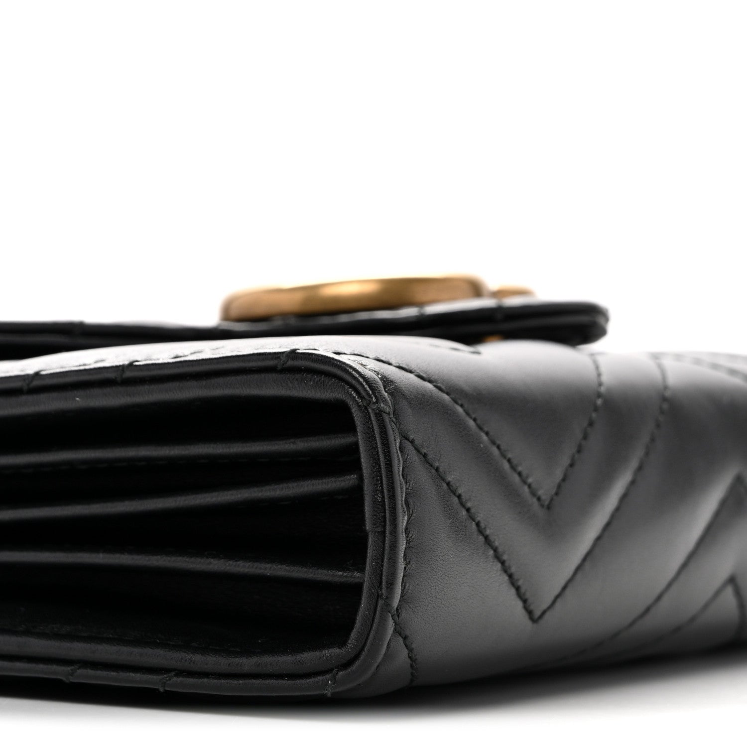 Gucci Calfskin Matelasse GG Marmont Chain Wallet Black 9 of 13