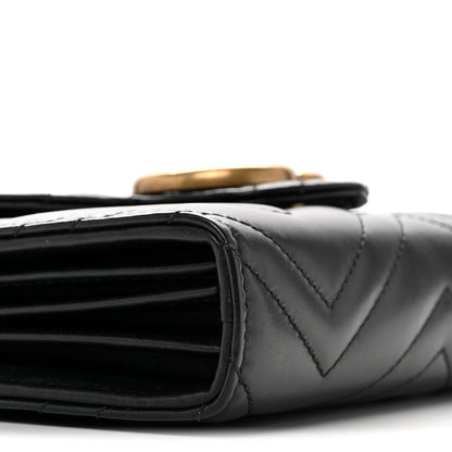 Gucci Calfskin Matelasse GG Marmont Chain Wallet Black 9 of 13