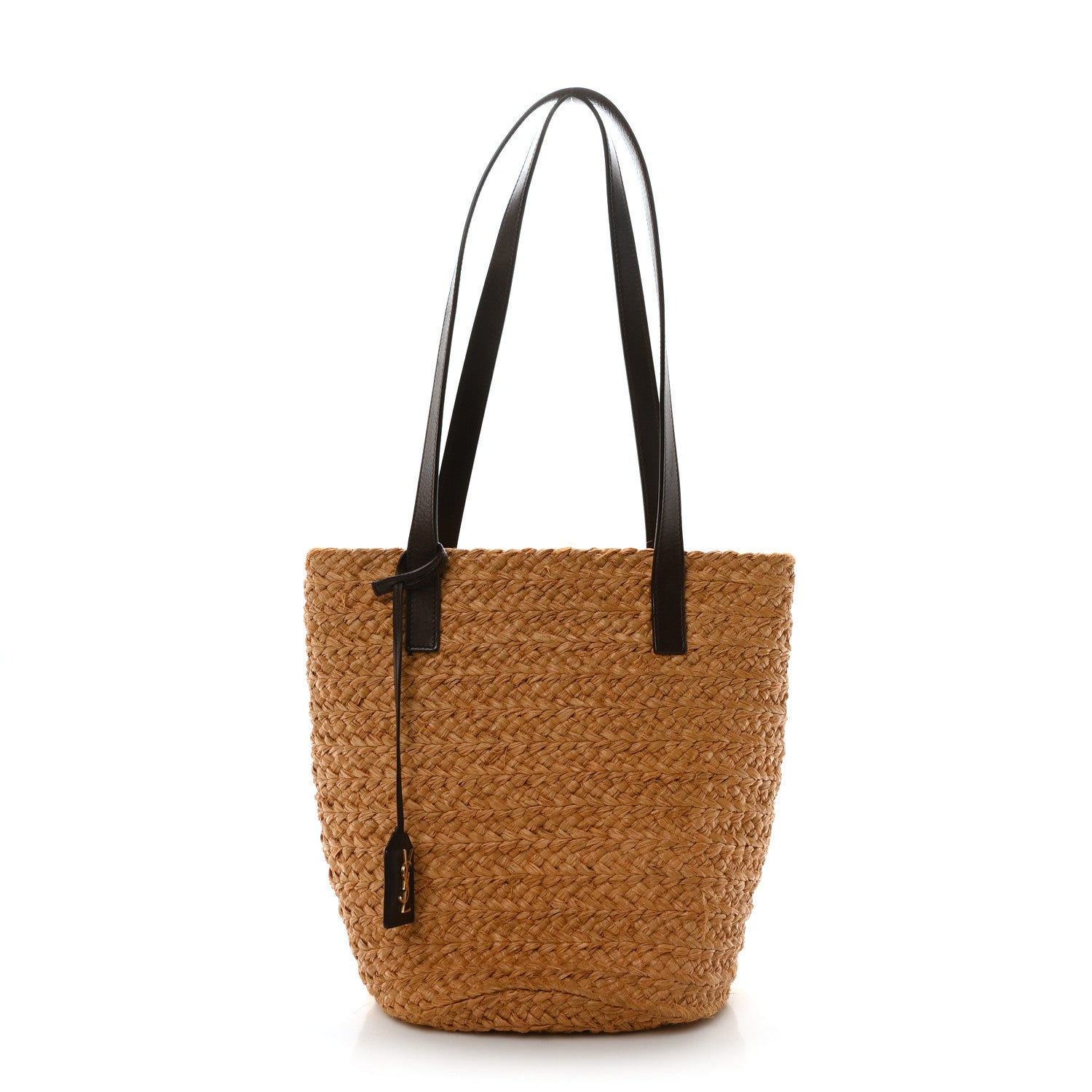 Saint Laurent Raffia Calfskin Small Panier Tote Naturale Nut 1 of 10