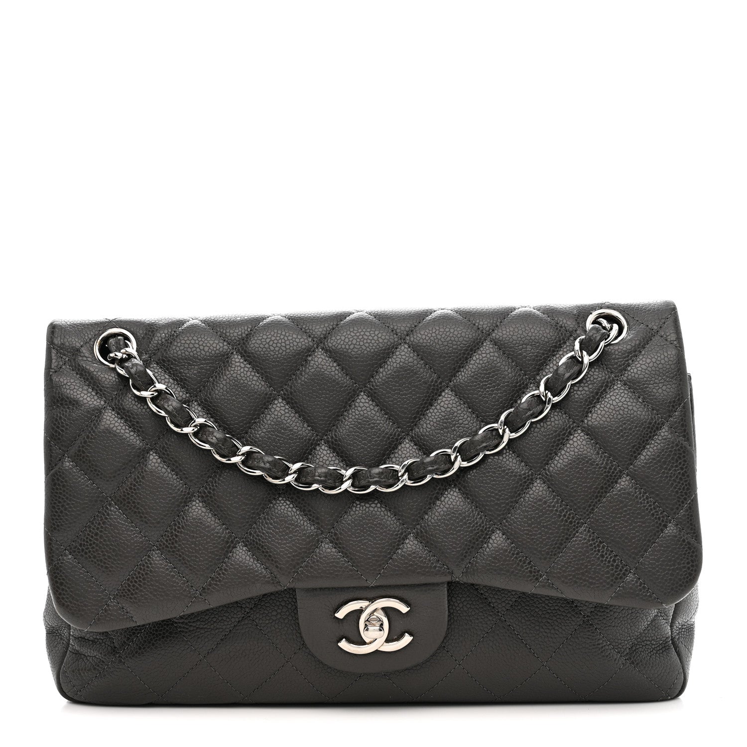 Chanel Caviar Quilted Jumbo Double Flap Grey 1 of 15