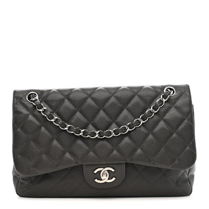 Chanel Caviar Quilted Jumbo Double Flap Grey 1 of 15