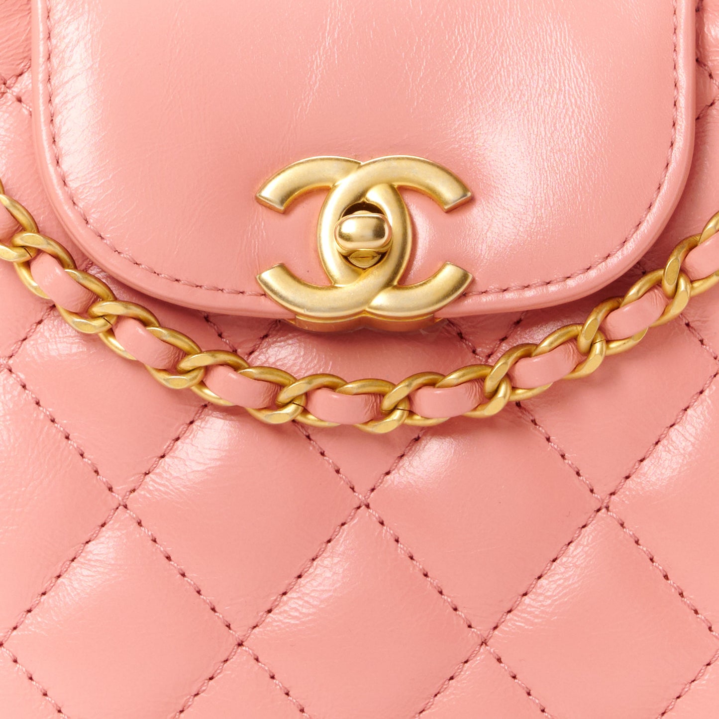 Shiny Aged Calfskin Quilted Nano Kelly Shopper Coral Pink