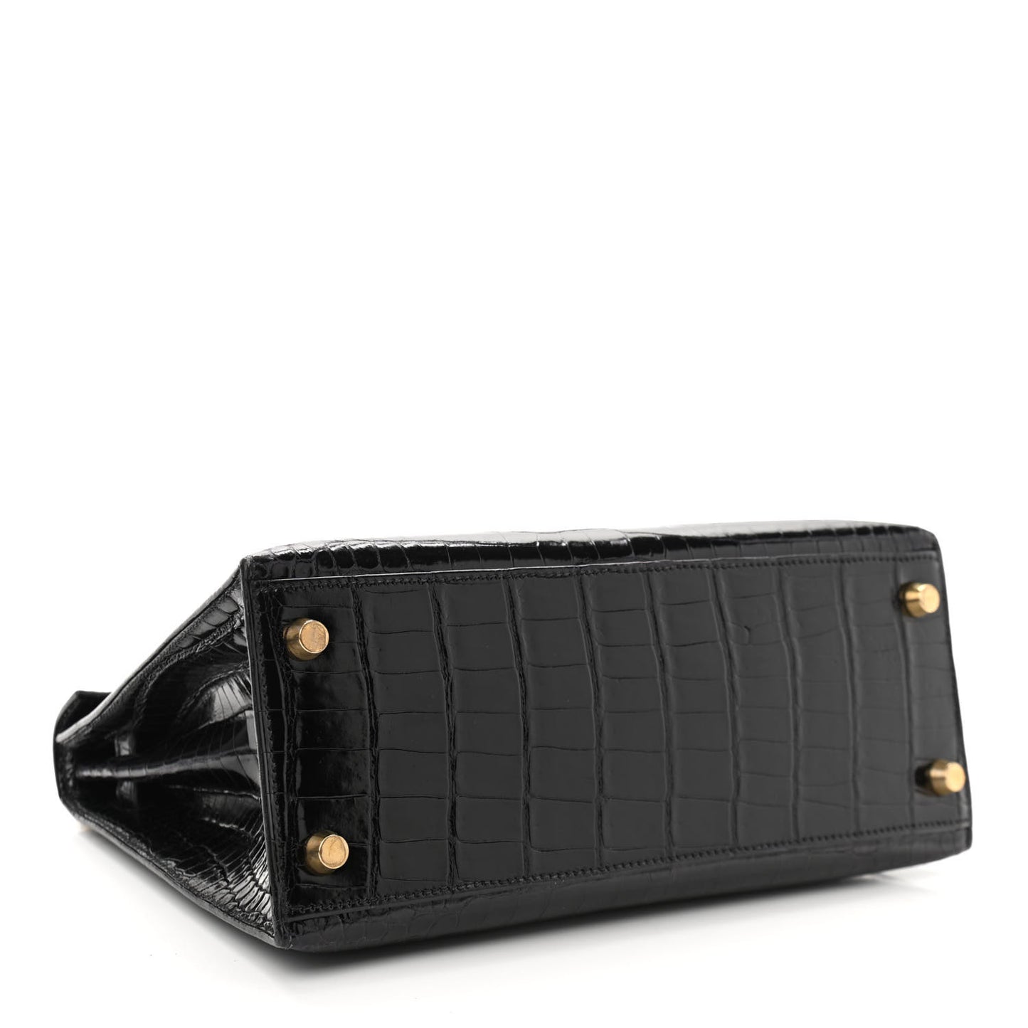 Shiny Porosus Crocodile Kelly Sellier 25 Black