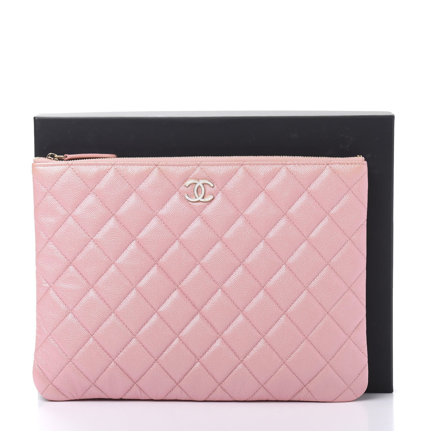 Chanel Iridescent Caviar Quilted Medium Cosmetic Case Rose Pink 10 of 10