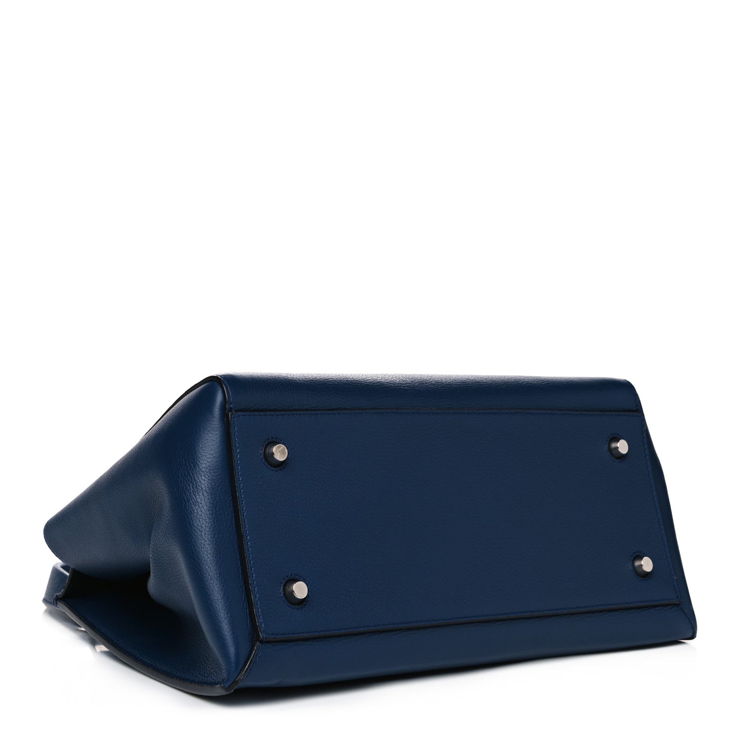 Drummed Calfskin Medium Edge Shoulder Bag Ocean Blue