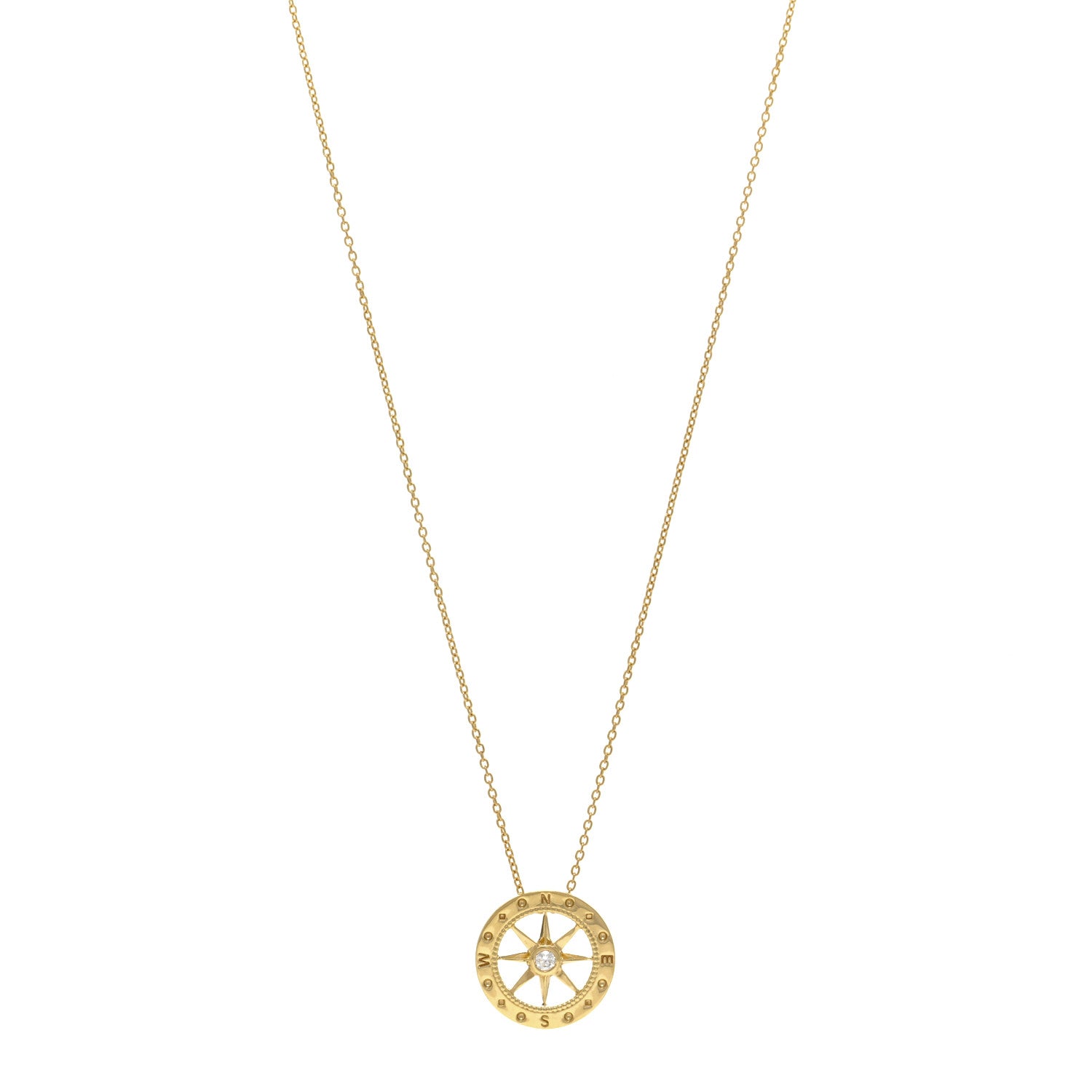 Roberto Coin 18K Yellow Gold Diamond Tiny Treasurers Compass Pendant Necklace 1 of 5