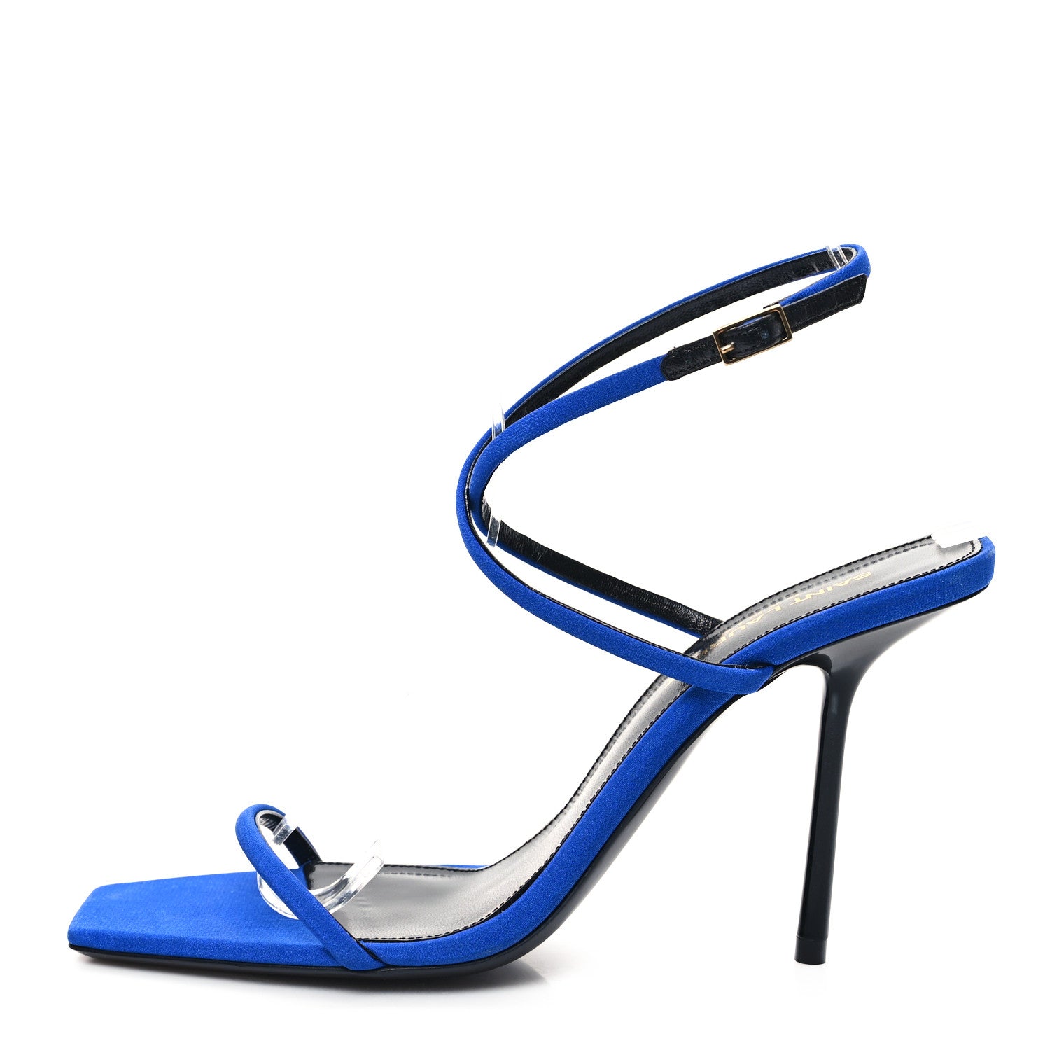 Saint Laurent Silk Crepe Baliqua 95 Sandals 37.5 Picasso Blue 1 of 9