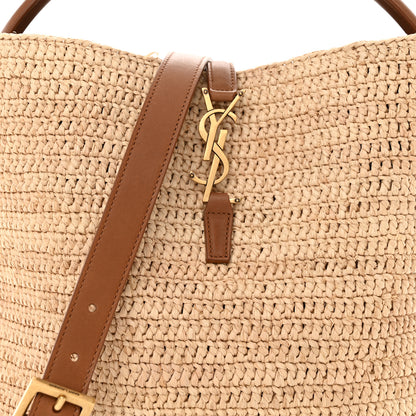 Saint Laurent Raffia Vegetable Le 37 Bucket Bag Naturel Brick 9 of 16