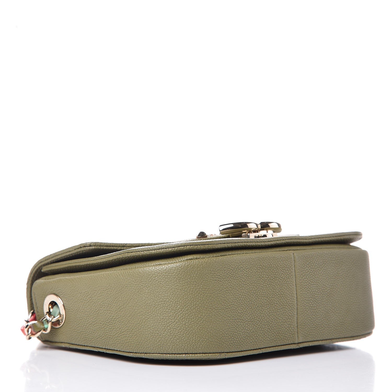 Chanel Grained Calfskin Quilted Small Cuba Top Handle Flap Khaki 4 of 7