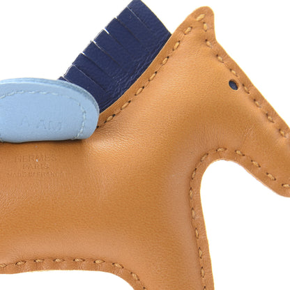 Hermes Milo Lambskin Grigri Rodeo Horse Bag Charm PM Naturel Bouton D'Or Celeste Bleu Saphir 3 of 5