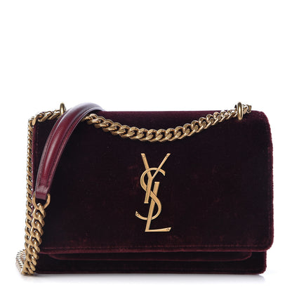 Saint Laurent Velvet Small Monogram Sunset Burgundy 1 of 9