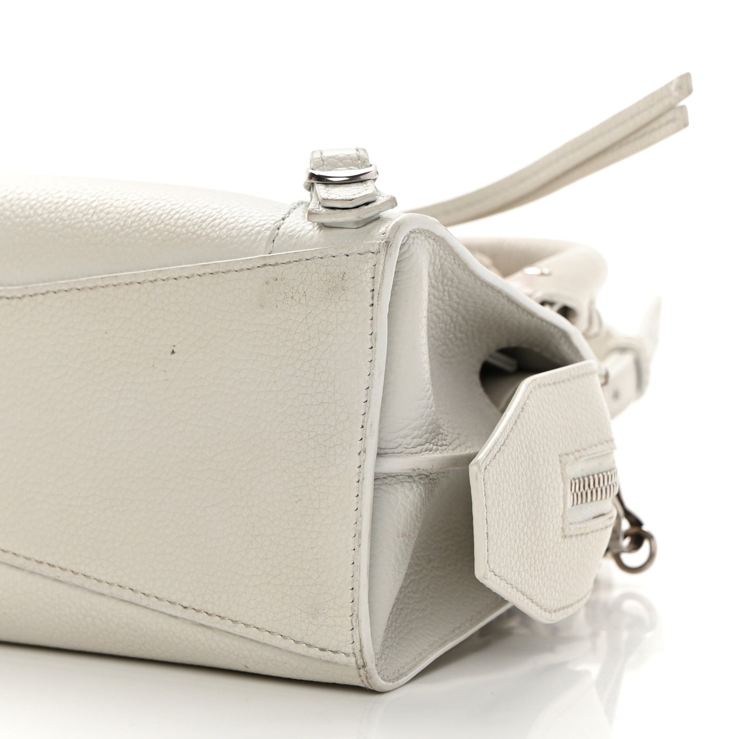 Grained Calfskin Neo Classic Silver Hardware Mini City White