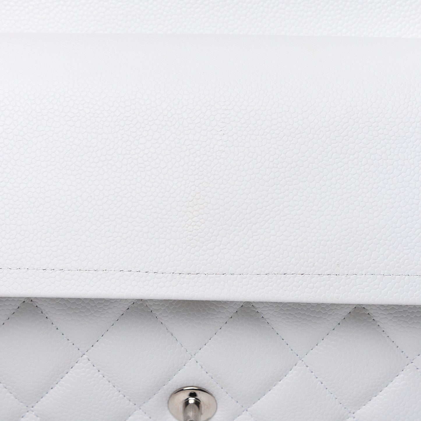 Caviar Quilted Jumbo Double Flap White