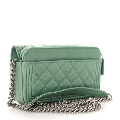 Chanel Caviar Quilted Boy Phone Holder Wallet On Chain Green 3 of 13