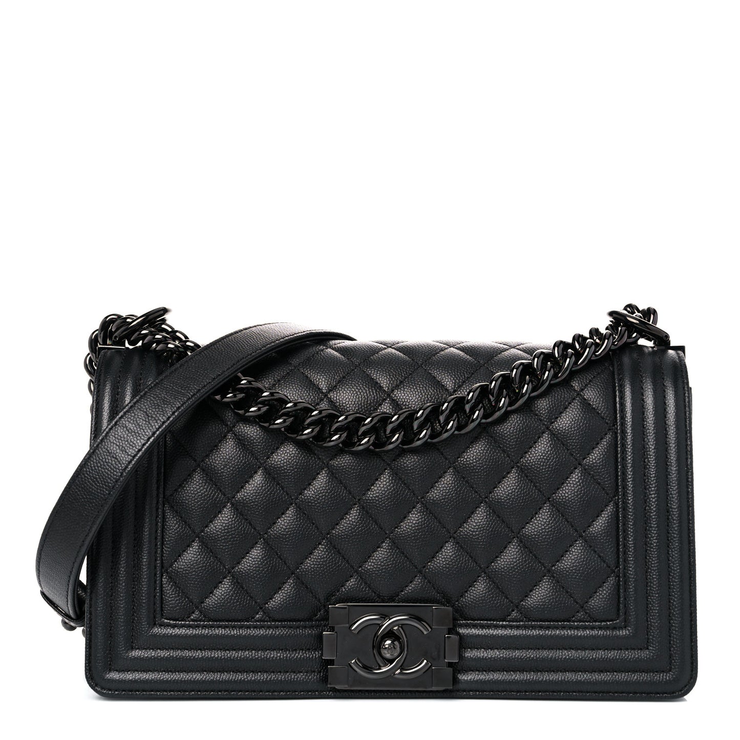 Caviar Quilted Medium Boy Flap So Black