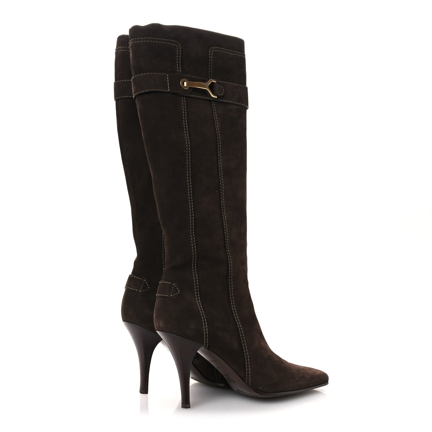 Suede High Boots 40 Brown