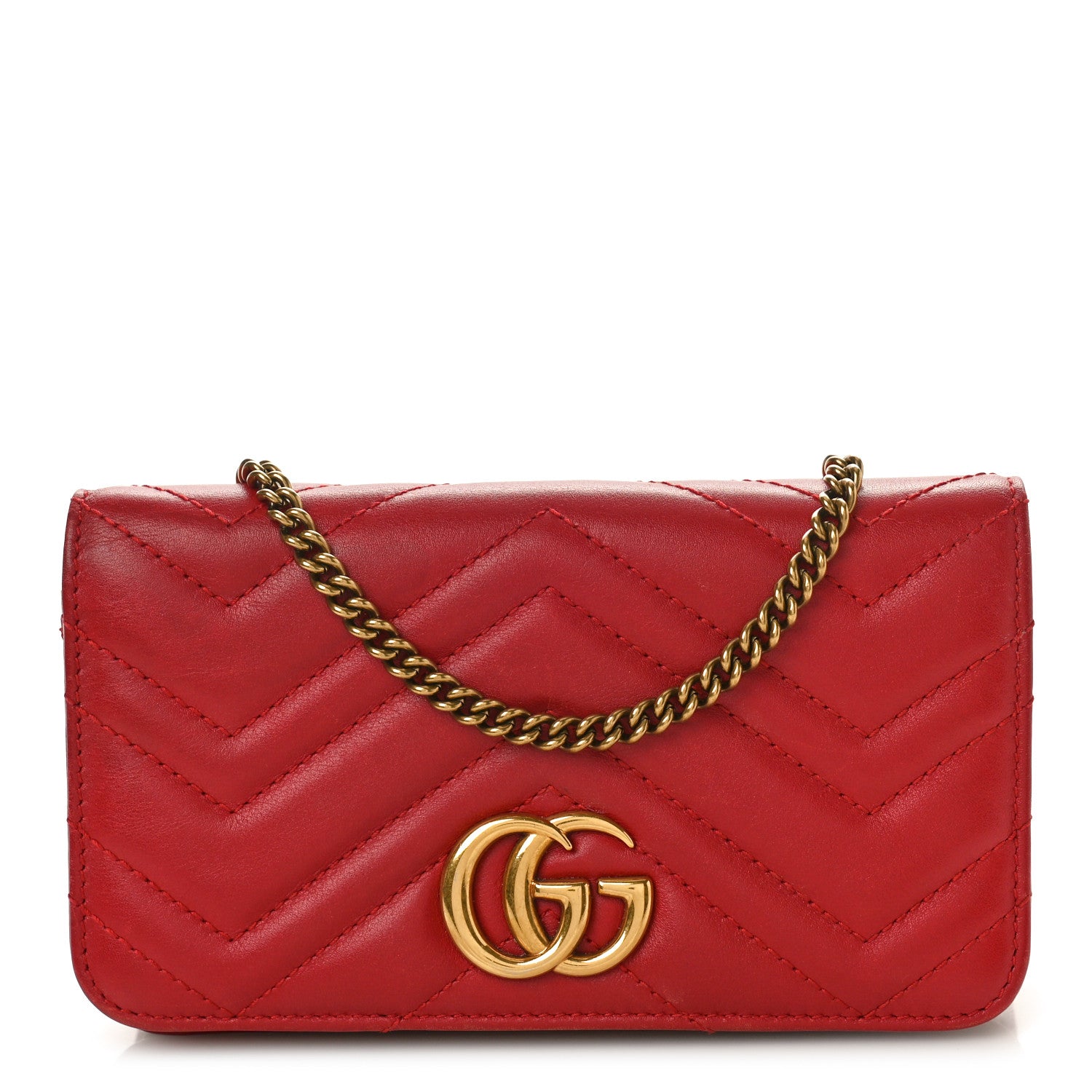 Gucci Calfskin Matelasse GG Marmont Mini Bag Hibiscus Red 1 of 12