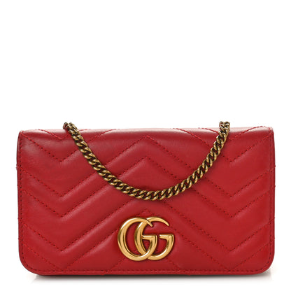 Gucci Calfskin Matelasse GG Marmont Mini Bag Hibiscus Red 1 of 12
