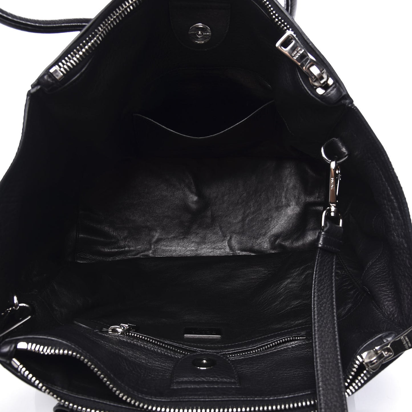 Vitello Daino Twin Pocket Tote Black