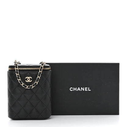 Chanel Caviar Quilted Small Vertical Coco Beauty Vanity Case With Chain Black 11 of 11