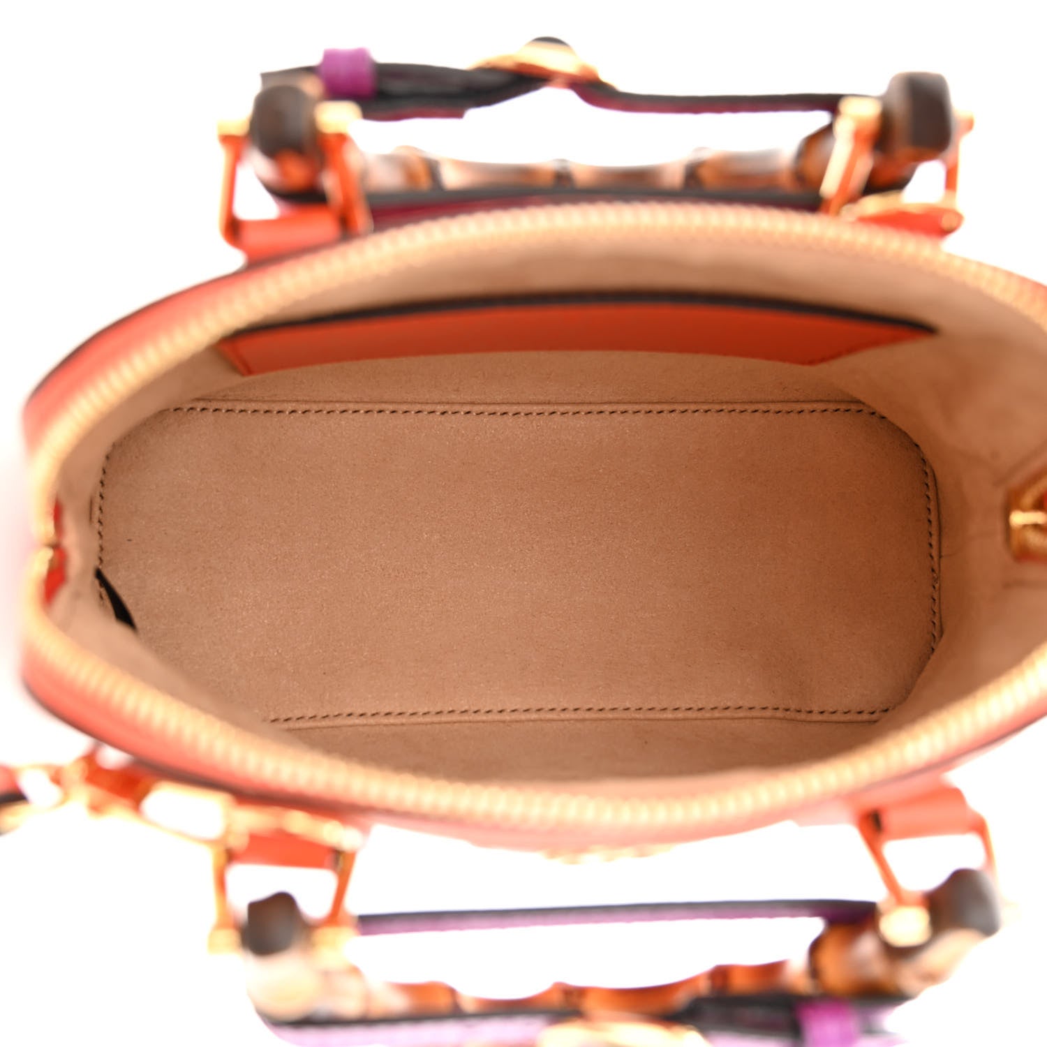 Gucci Textured Dollar Calfskin Mini Diana Dome Tote Bag Deep Orange Spicy Cyclamin 5 of 11